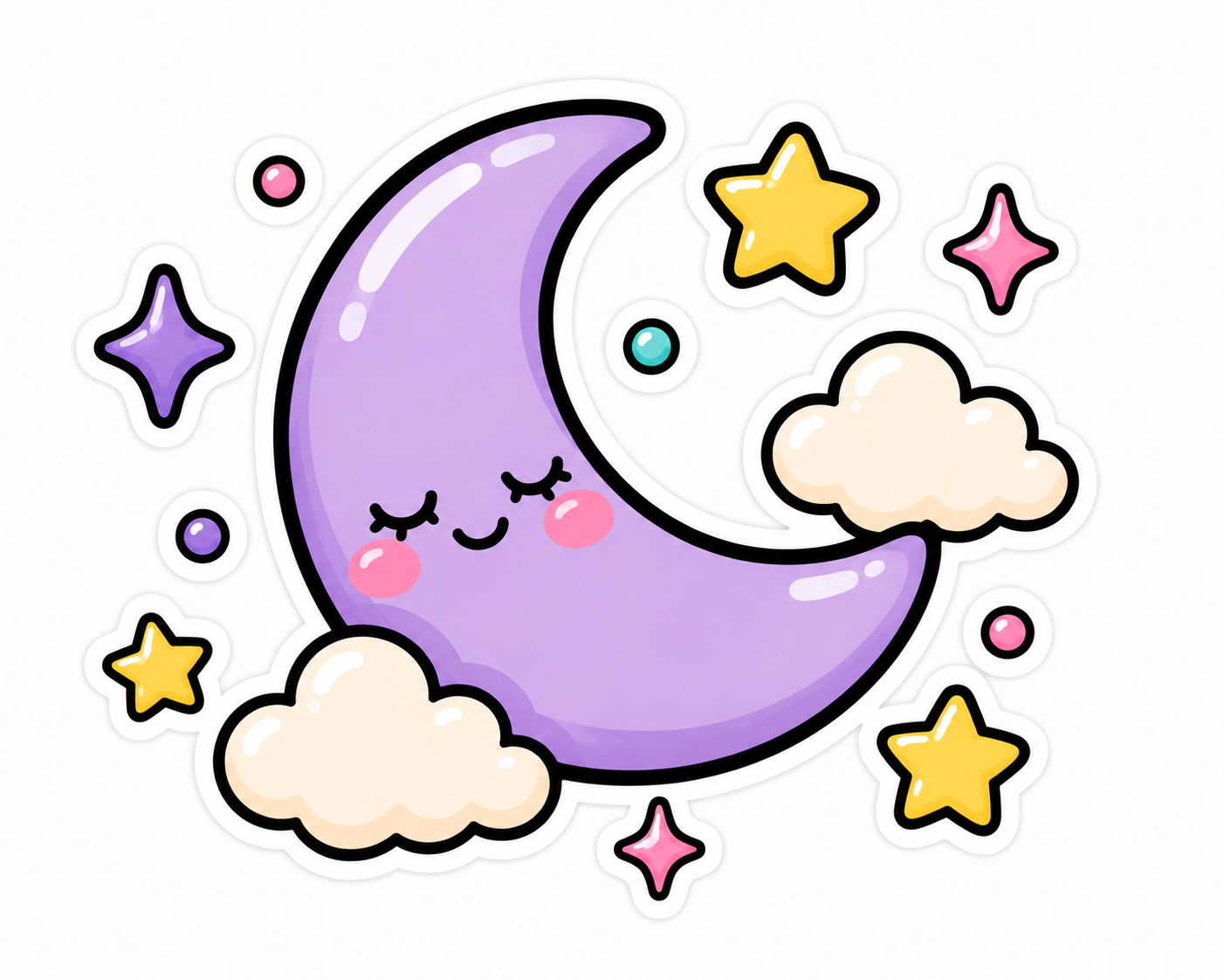 A crescent moon with stars in a night sky